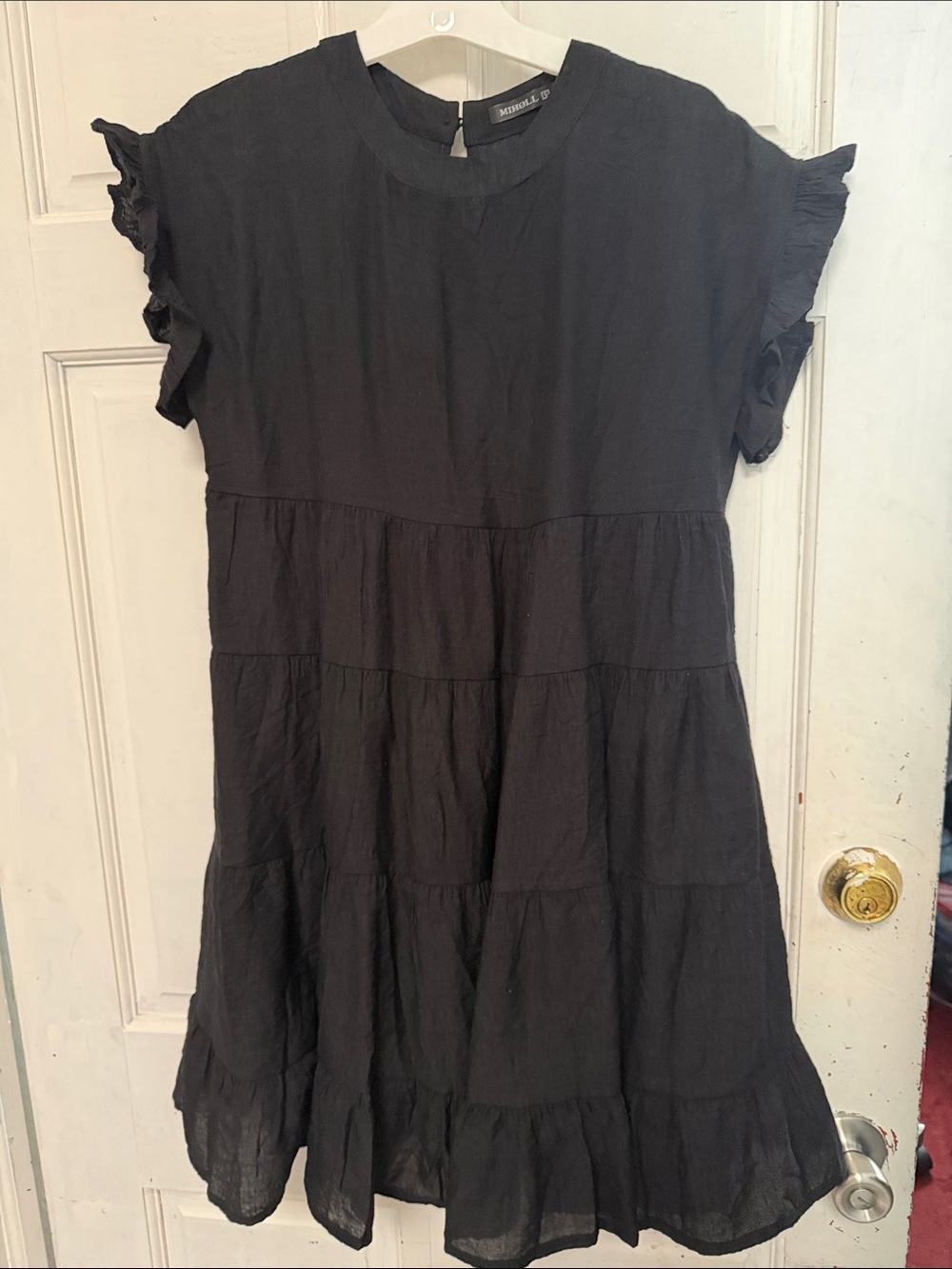 MIHOLL Black Tiered Ruffle-Sleeve Dress - size small